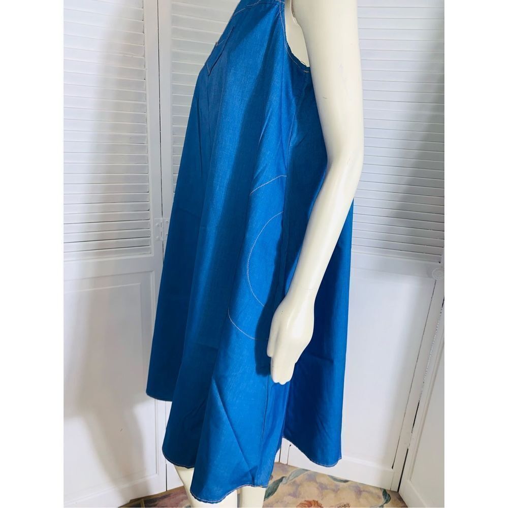 Vintage Loungees Blue Shift Dress Size Large - Picture 2 of 16